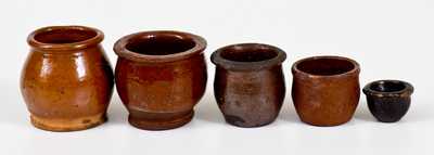 Lot of Five: Miniature Redware Jars