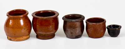 Lot of Five: Miniature Redware Jars