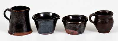 Lot of Four: Miniature Black Glazed Redware Vessels