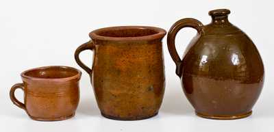 Lot of Three: Glazed Redware Jug and Jars