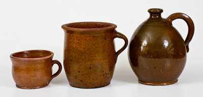 Lot of Three: Glazed Redware Jug and Jars