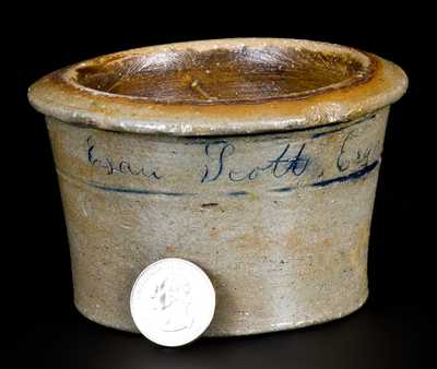 Miniature Western PA Stoneware Bowl Inscribed "Esau Scott, Esq."