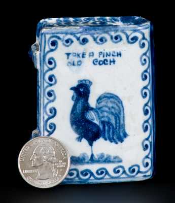 Unusual Stoneware Flask with Sponged and Rooster Decoration Inscribed 