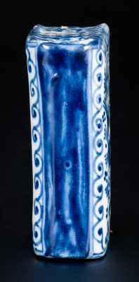 Unusual Stoneware Flask with Sponged and Rooster Decoration Inscribed 