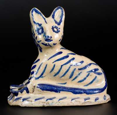 Tin-Glazed Cat Figure