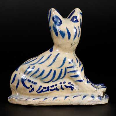 Tin-Glazed Cat Figure