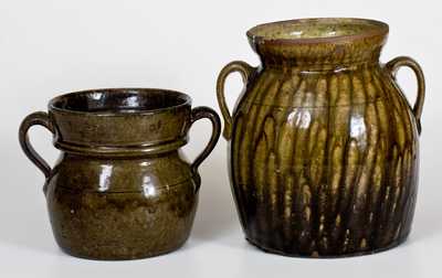 Lot of Two: Squat Double-Handled Crawford County, Georgia Stoneware Jars