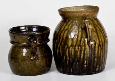 Lot of Two: Squat Double-Handled Crawford County, Georgia Stoneware Jars