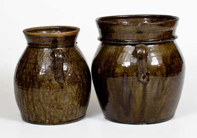 Lot of Two: Squat Double-Handled Crawford County, Georgia Stoneware Jars