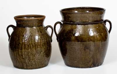 Lot of Two: Squat Double-Handled Crawford County, Georgia Stoneware Jars