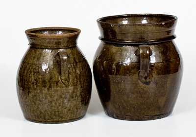 Lot of Two: Squat Double-Handled Crawford County, Georgia Stoneware Jars