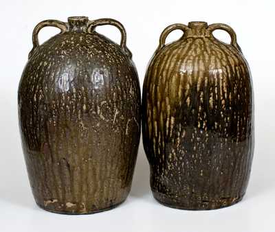 Lot of Two: 4 Gal. Double-Handled Crawford County, Georgia Stoneware Jugs