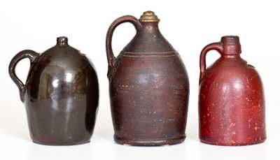 Lot of Three: Stoneware and Redware Jug Banks