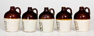 Lot of Five: DAYTON, OHIO Miniature Brown and White Motto Jugs