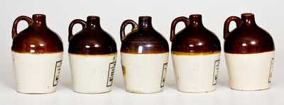 Lot of Five: DAYTON, OHIO Miniature Brown and White Motto Jugs