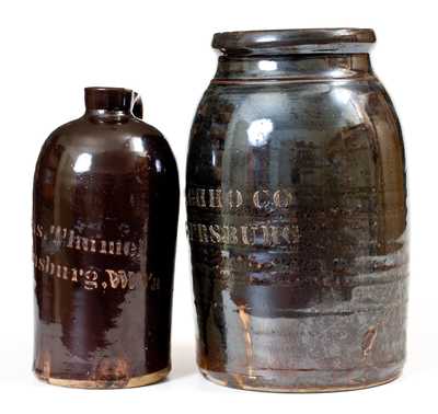 Lot of Two: A. P. DONAGHHO Stoneware Vessels, One for "Chas. Thumel / Martinsburg, W.Va"