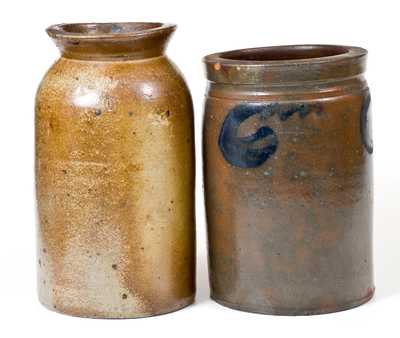 Lot of Two: STRASBURG, VA Stoneware Jars Marked SOLOMON BELL and S. BELL & SON