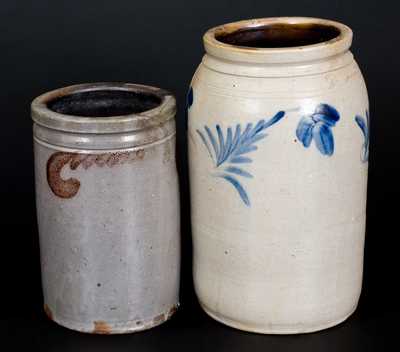 Lot of Two: Decorated Stoneware Jars, One Marked S. BELL & SON / STRASBURG, VA