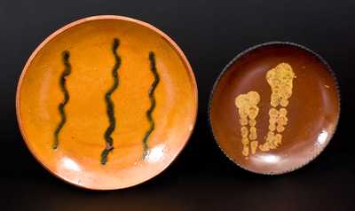 Lot of Two: Slip-Decorated Redware Plates