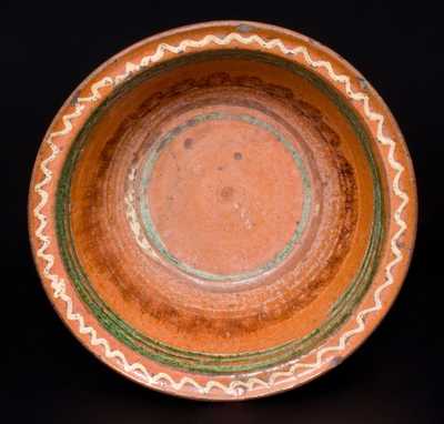 Pennsylvania Redware Bowl with Multi-Colored Slip Decoration