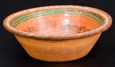 Pennsylvania Redware Bowl with Multi-Colored Slip Decoration