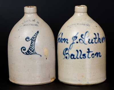 Lot of Two: 1 Gal. Stoneware Jugs, TROY, N.Y. POTTERY and