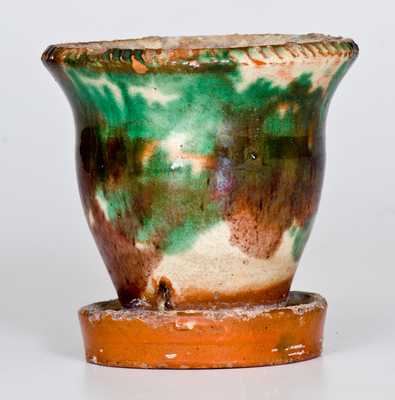 Fine Small-Sized Multi-Glazed Redware Flowerpot, Strasburg, VA, circa 1890