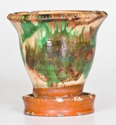 Multi-Glazed Redware Flowerpot, Strasburg, VA, circa 1890