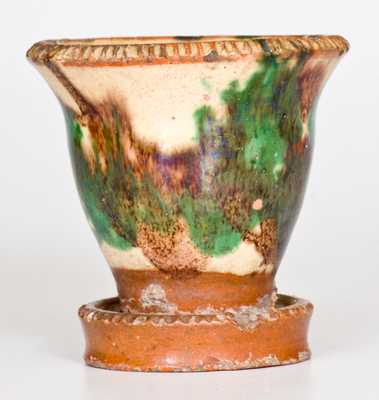 Multi-Glazed Redware Flowerpot, Strasburg, VA, circa 1890