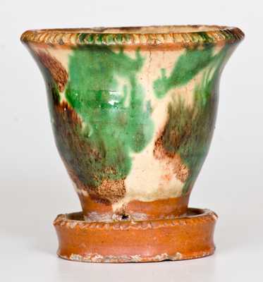 Multi-Glazed Redware Flowerpot, Strasburg, VA, circa 1890