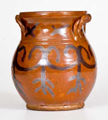 Fine Redware Jar att. David Mandeville, Circleville, NY, circa 1830
