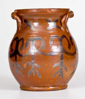 Fine Redware Jar att. David Mandeville, Circleville, NY, circa 1830