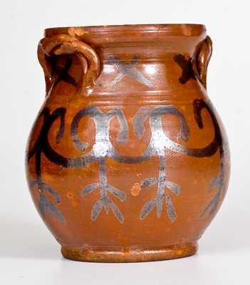 Fine Redware Jar att. David Mandeville, Circleville, NY, circa 1830
