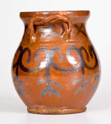 Fine Redware Jar att. David Mandeville, Circleville, NY, circa 1830