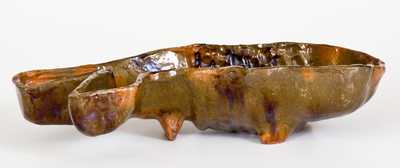 Fine Pennsylvania Redware Fish Mold with Manganese Decoration