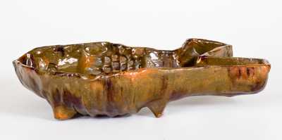 Fine Pennsylvania Redware Fish Mold with Manganese Decoration