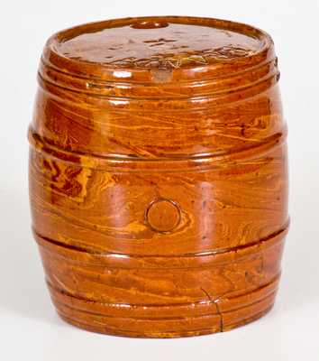 Rare Redware "Brandy" Keg Inscribed "E. Sheets / Philadelphia / 1853"