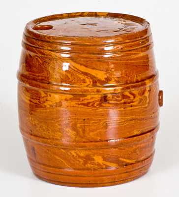 Rare Redware "Brandy" Keg Inscribed "E. Sheets / Philadelphia / 1853"