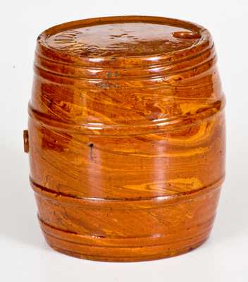 Rare Redware "Brandy" Keg Inscribed "E. Sheets / Philadelphia / 1853"