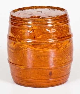 Rare Redware "Brandy" Keg Inscribed "E. Sheets / Philadelphia / 1853"