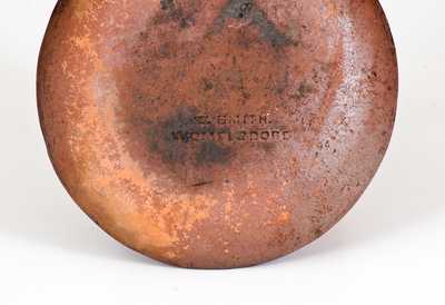 W. SMITH / WOMELSDORF Pennsylvania Redware Plate with Yellow Slip Decoration