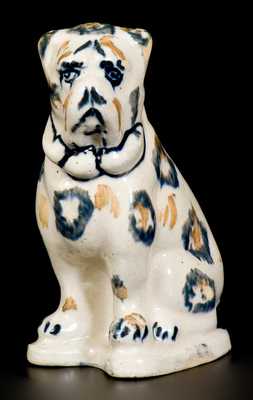 Unusual Two-Color Spongeware Boxer Dog Figure, Crooksville, Ohio, Origin, late 19th century