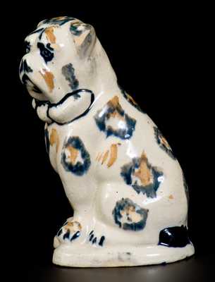 Unusual Two-Color Spongeware Boxer Dog Figure, Crooksville, Ohio, Origin, late 19th century