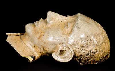 Very Unusual Stoneware Wall Sculpture of African American's Head, circa 1900