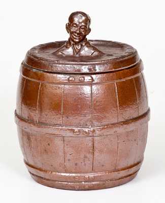 Unusual GENERAL CERAMICS CO. / NEW YORK CITY Tobacco Jar w/ Molded Will Rogers Finial