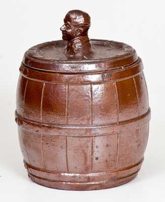 Unusual GENERAL CERAMICS CO. / NEW YORK CITY Tobacco Jar w/ Molded Will Rogers Finial