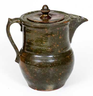 Unusual Pewter-Shaped NC Redware Coffee Pot