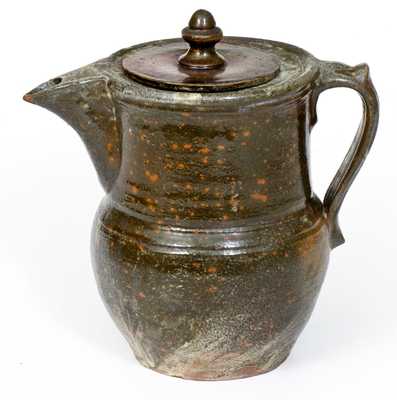 Unusual Pewter-Shaped NC Redware Coffee Pot