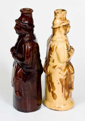 Lot of Two: Yellowware and Rockingham-Glazed Toby-on-Barrel 