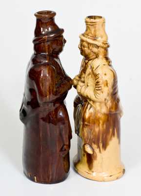 Lot of Two: Yellowware and Rockingham-Glazed Toby-on-Barrel 